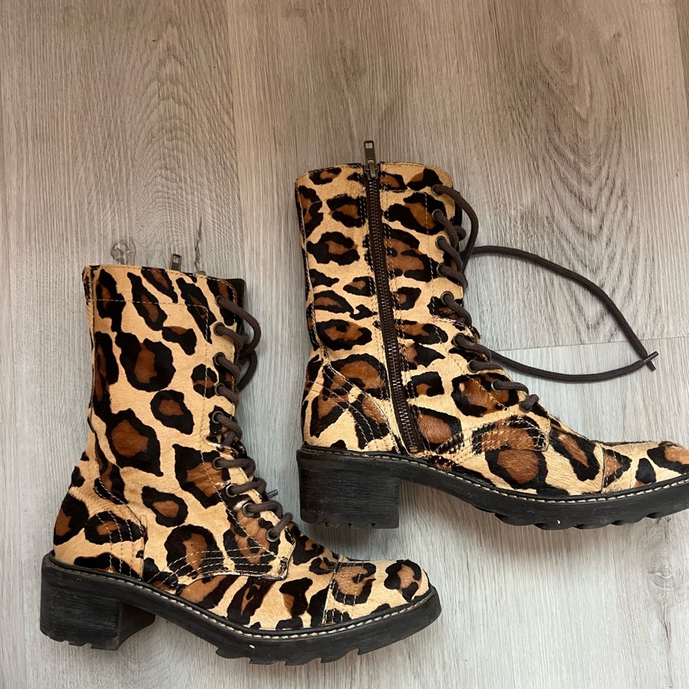 Donald J. Pliner Animal Print Combat Boots